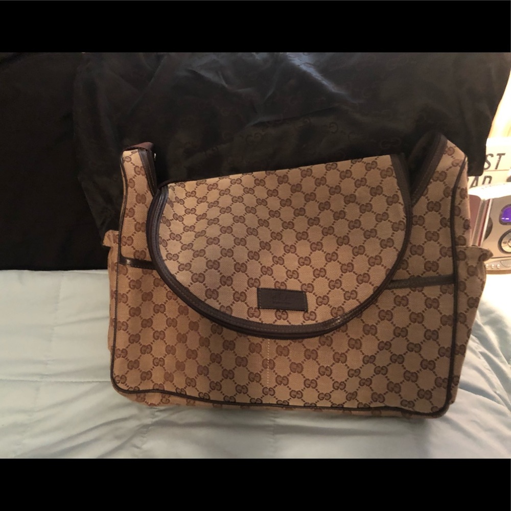 Basic GG Supreme Canvas Diaper Bag, Beige